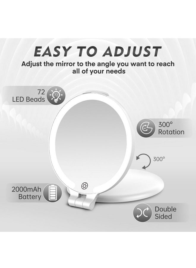 FUNTOUCH 7'' Travel Makeup Mirror With Lights 10X Magnifying 3 Color Portable Double Side Vanity Mirror With Rechargeable For Travel Essential Gifts For Women  - Image 2