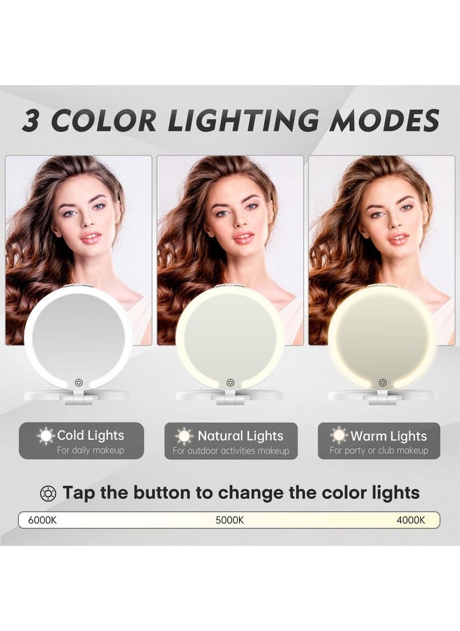 FUNTOUCH 7'' Travel Makeup Mirror With Lights 10X Magnifying 3 Color Portable Double Side Vanity Mirror With Rechargeable For Travel Essential Gifts For Women  - Image 3
