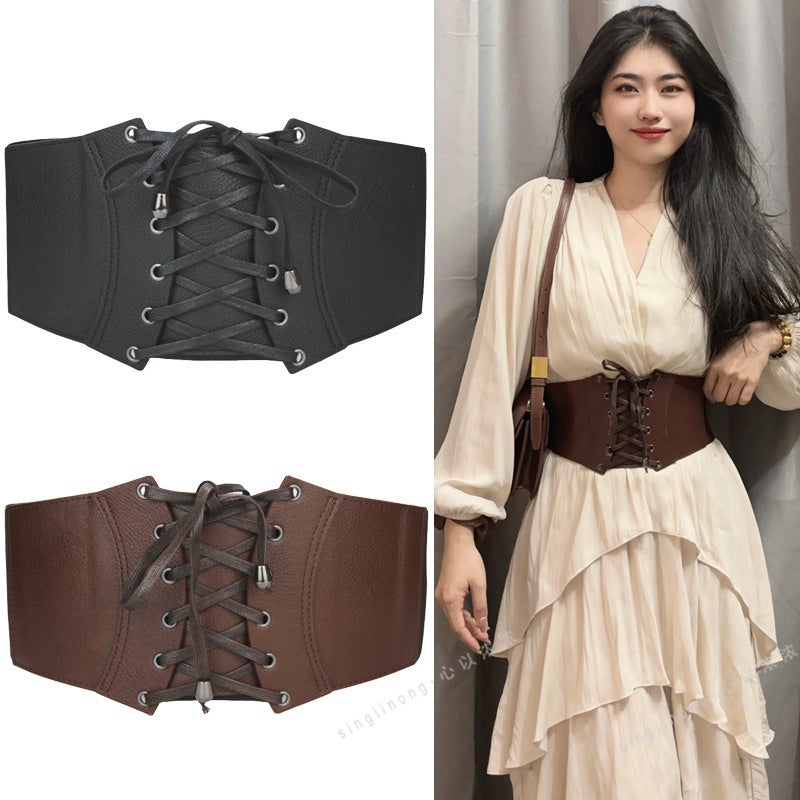 Vintage PU Leather Waist Belt for Women - Image 1