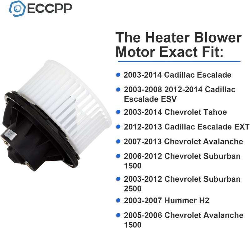 ECCPP HVAC Plastic Heater Blower Motor with Fan Cage for Chevrolet and Cadillac - Image 2
