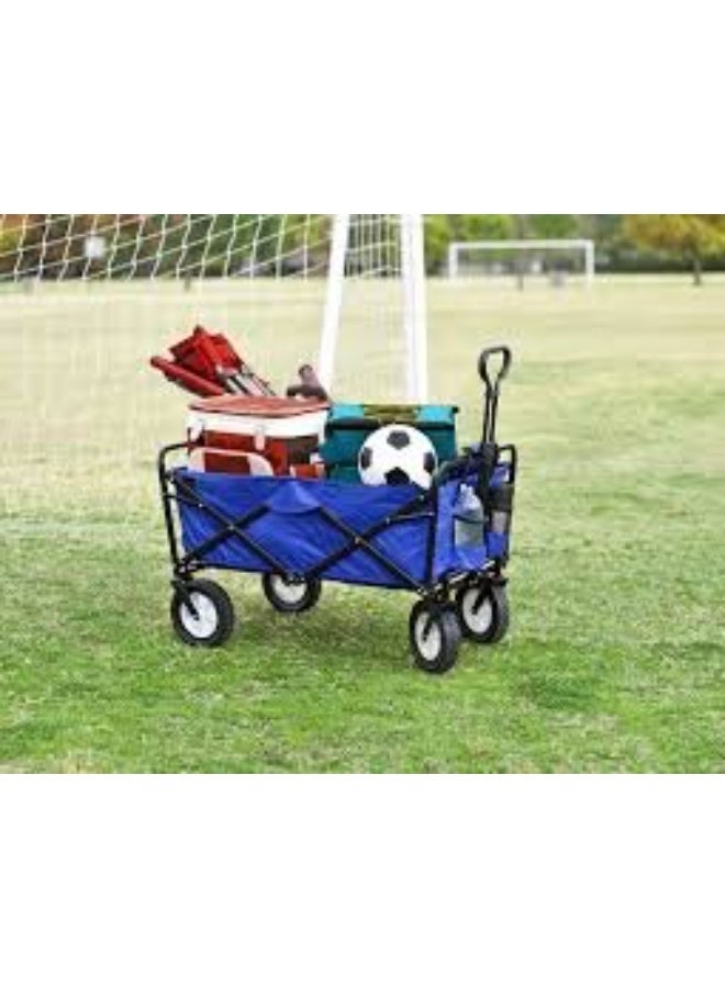 Garden Cart Folding Wagon Foldable Heavy Duty Outdoor Trolley Utility Transport Cart 80kg Max Load, for Outdoor/Festivals/Camping, Blue - Image 1