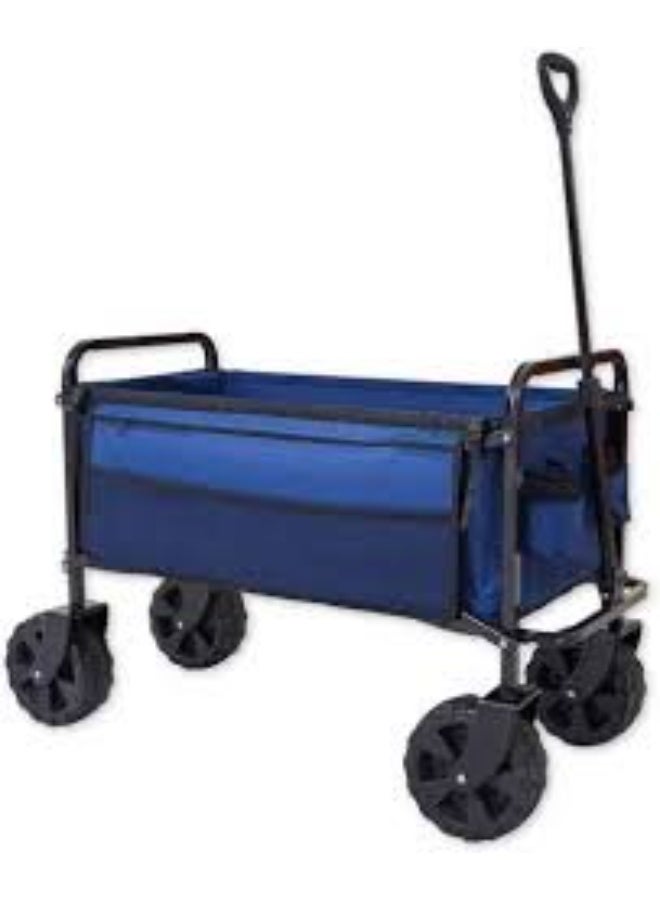 Garden Cart Folding Wagon Foldable Heavy Duty Outdoor Trolley Utility Transport Cart 80kg Max Load, for Outdoor/Festivals/Camping, Blue - Image 2