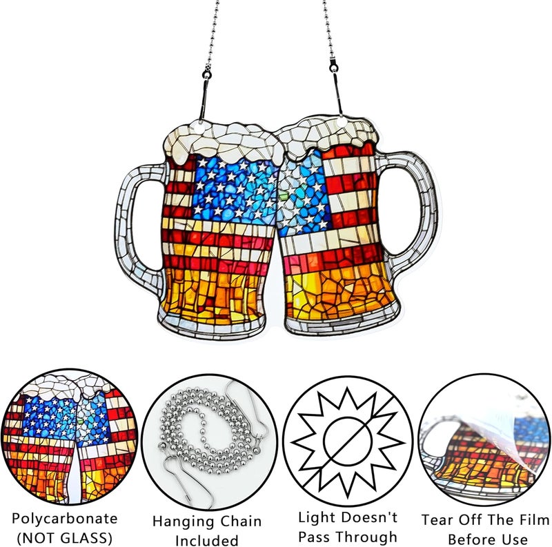 thmnj 4th of July Beer Ornaments Colorful Window Hanging Decorations Home Wall Decor for Indoor Outdoor - Image 3