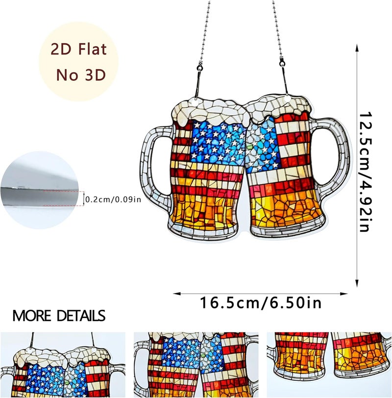 thmnj 4th of July Beer Ornaments Colorful Window Hanging Decorations Home Wall Decor for Indoor Outdoor - Image 2