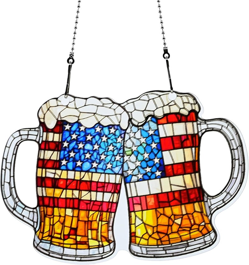 thmnj 4th of July Beer Ornaments Colorful Window Hanging Decorations Home Wall Decor for Indoor Outdoor - Image 1