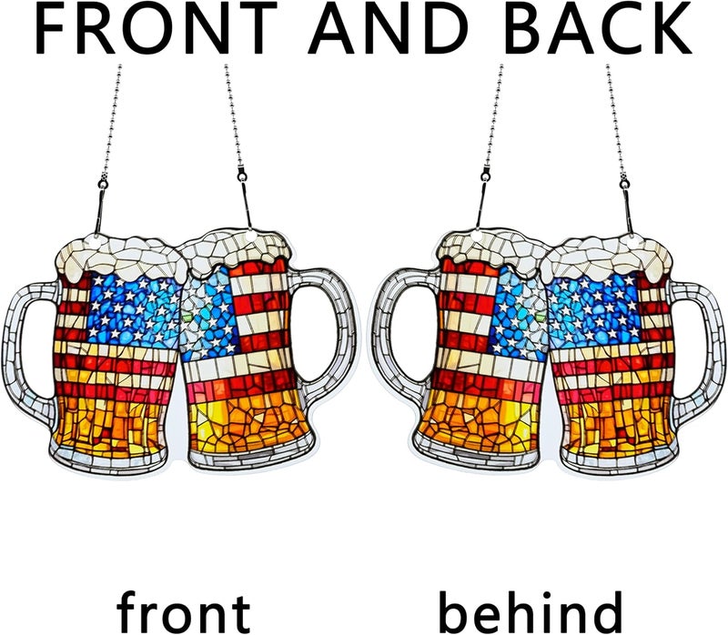 thmnj 4th of July Beer Ornaments Colorful Window Hanging Decorations Home Wall Decor for Indoor Outdoor - Image 4
