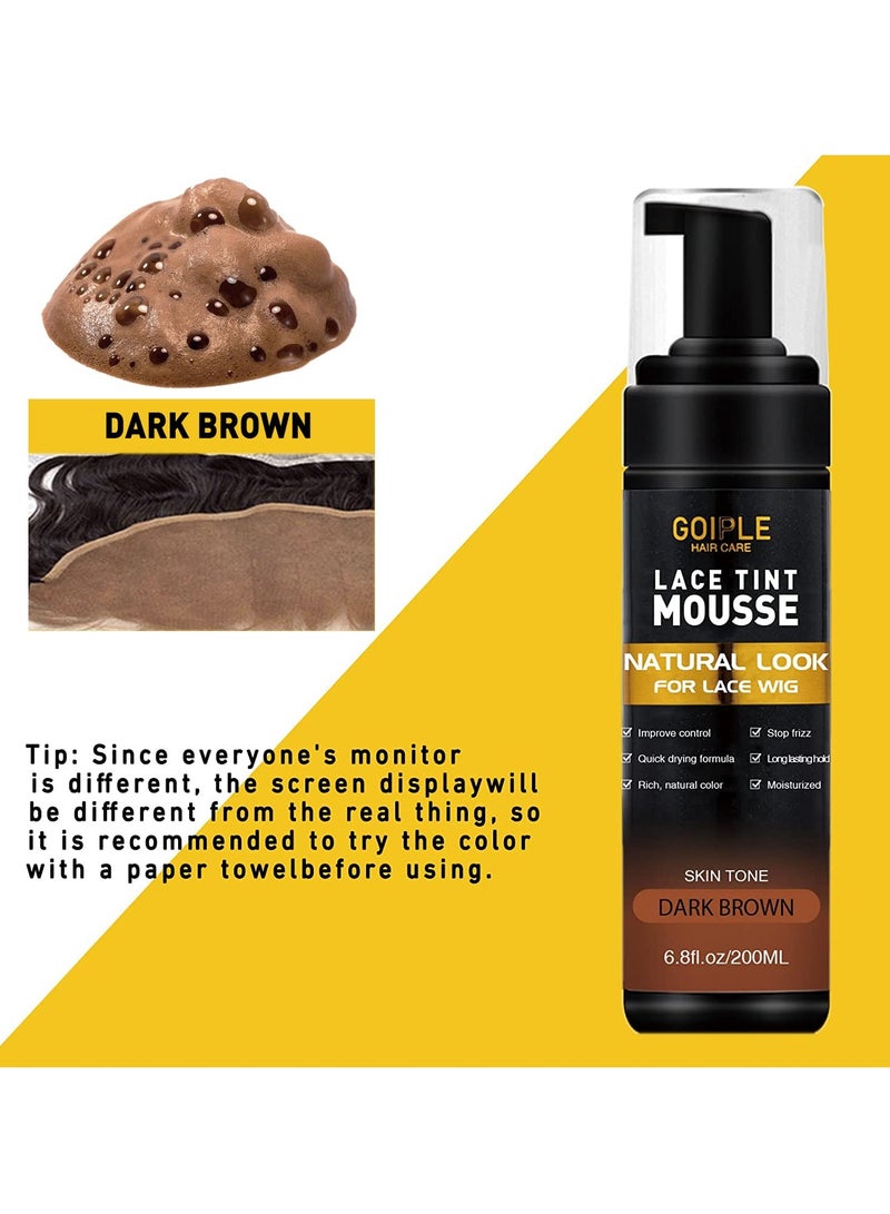 Goiple Goiple Lace Tint Melting Hair Mousse, 6.8 fl oz - Natural Finishing Color for Women Wigs Toupees and Hairpieces (Dark Brown) - Image 3