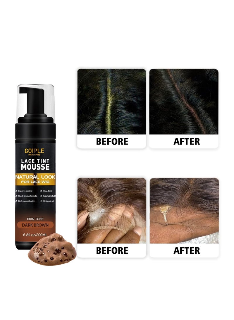 Goiple Goiple Lace Tint Melting Hair Mousse, 6.8 fl oz - Natural Finishing Color for Women Wigs Toupees and Hairpieces (Dark Brown) - Image 4