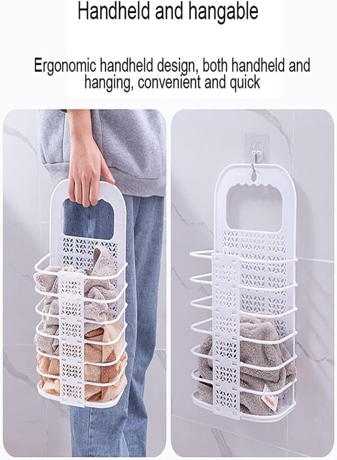 Orrda Folding Laundry Basket for Dirty Clothes Humper | Plastic Wall-Mount Hanging Dirty Clothes Organizer Storage Collapsible Bin with Handle (Grey) - Image 5