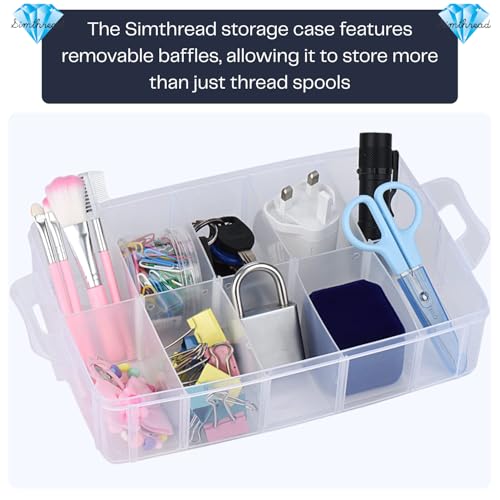 Simthread 40-Color Embroidery Thread Kit – 40 Spools 550 Yards Each, 40WT Polyester Thread with 2-Layer Stackable Box, Bobbins & Tools – Compatible with Brother, Janome, Babylock and More - Image 5