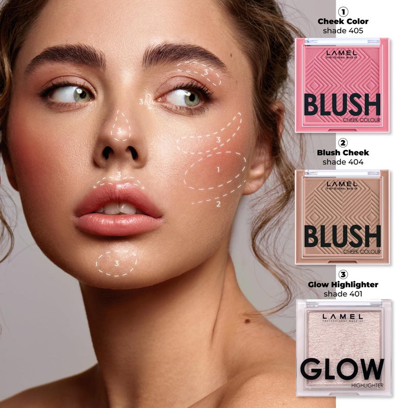 LAMEL Glow Highlighter: Face Make Up & Contour Palette in Deep, Vibrant Colors - Natural Shimmer - Compact Size & Perfect for Travel - Cruelty Free - 3.8gr/0.13 oz 401 (Luna) - Image 4