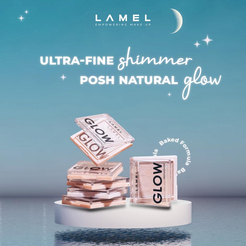 LAMEL Glow Highlighter: Face Make Up & Contour Palette in Deep, Vibrant Colors - Natural Shimmer - Compact Size & Perfect for Travel - Cruelty Free - 3.8gr/0.13 oz 401 (Luna) - Image 3