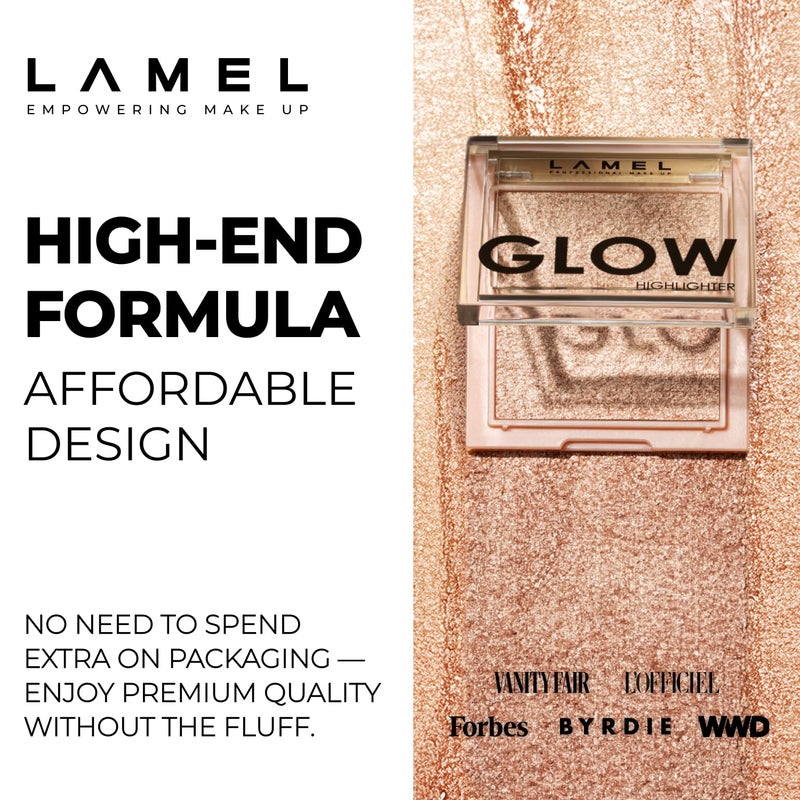 LAMEL Glow Highlighter: Face Make Up & Contour Palette in Deep, Vibrant Colors - Natural Shimmer - Compact Size & Perfect for Travel - Cruelty Free - 3.8gr/0.13 oz 401 (Luna) - Image 5