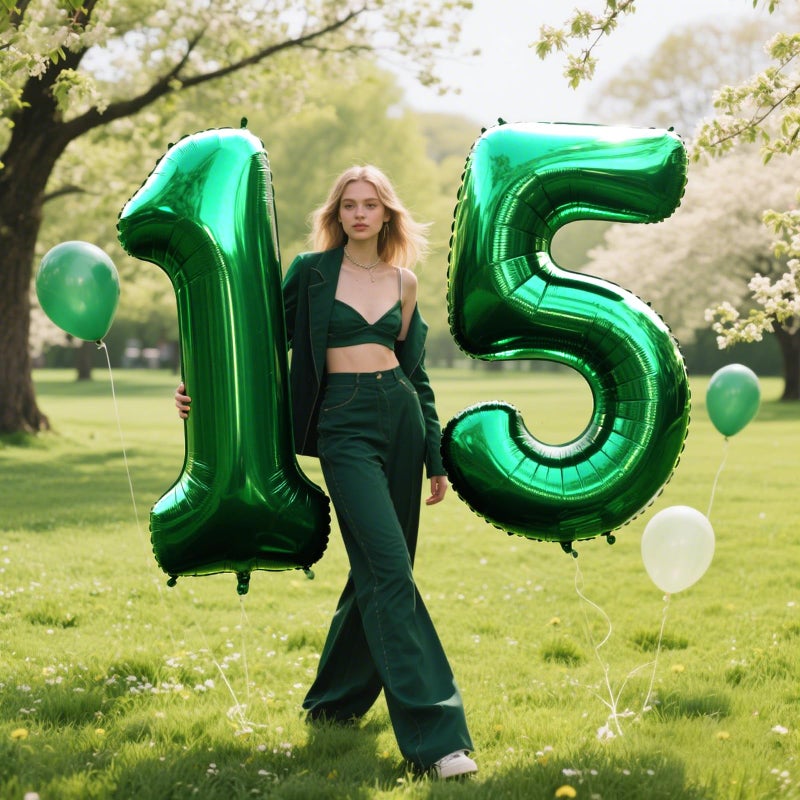 Kelfuoya 40 Inch Balloon 5 Number Balloons,Giant Number 5 Balloons Foil Mylar Helium Green Number Balloons for 15th 25th 35th 50th Birthday Party Supplies Anniversary Event Celebration Decorations - Image 5