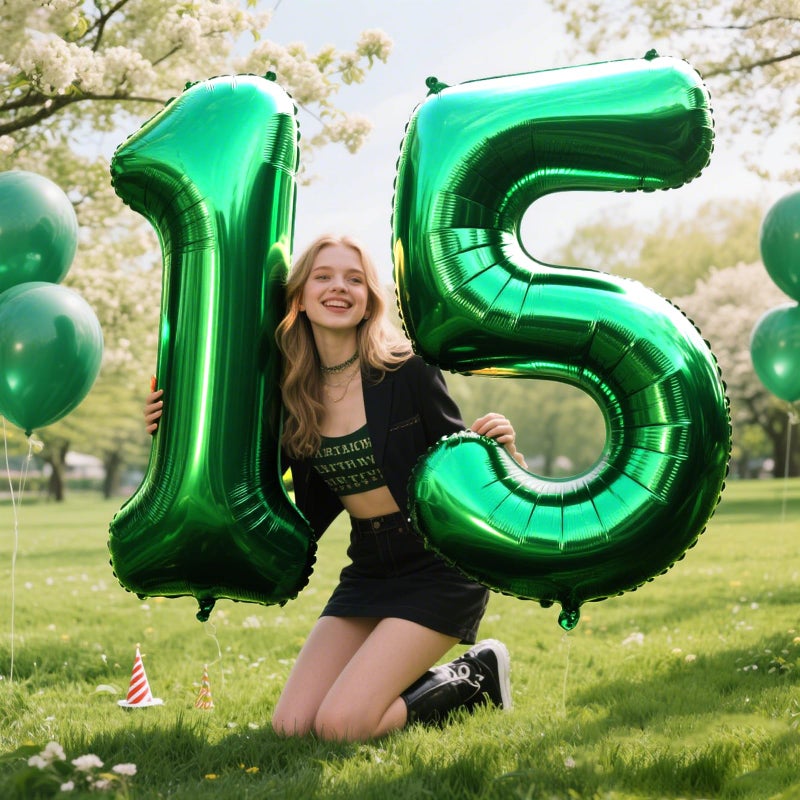 Kelfuoya 40 Inch Balloon 5 Number Balloons,Giant Number 5 Balloons Foil Mylar Helium Green Number Balloons for 15th 25th 35th 50th Birthday Party Supplies Anniversary Event Celebration Decorations - Image 4