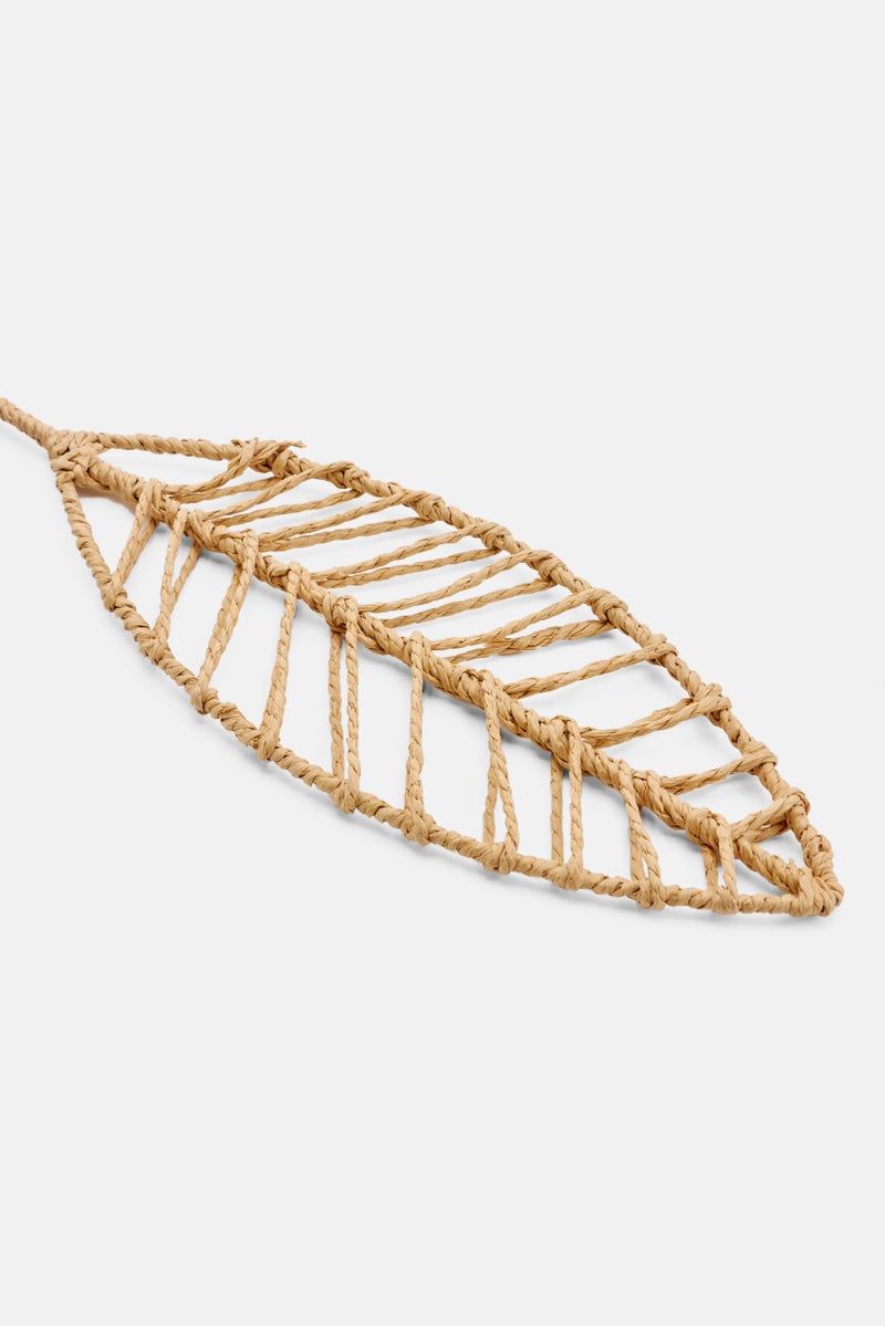 Muy Mucho Corn Husk And Iron Leaf Decorative Accents, Light Beige - Image 2