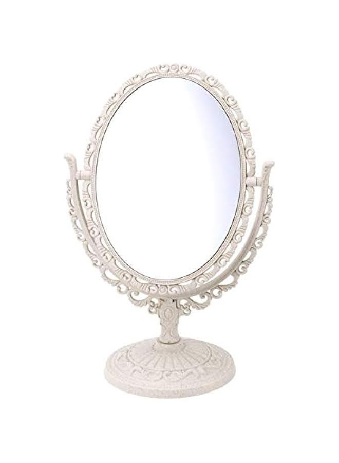 Round Vanity Mirror Vintage Vanity Mirror Tabletop Vanity Mirror Makeup Mirrors Double- Sided Magnifying Makeup Mirror with 360 Degree Rotation Oval Vintage Mirror Tabletop Mirror  - Image 1