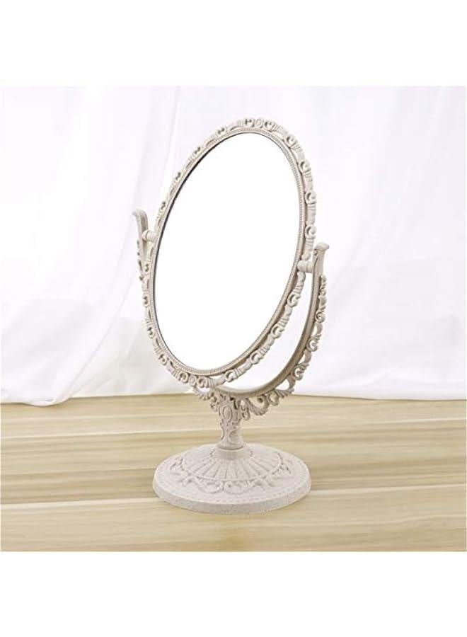 Round Vanity Mirror Vintage Vanity Mirror Tabletop Vanity Mirror Makeup Mirrors Double- Sided Magnifying Makeup Mirror with 360 Degree Rotation Oval Vintage Mirror Tabletop Mirror  - Image 2