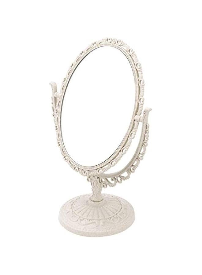 Round Vanity Mirror Vintage Vanity Mirror Tabletop Vanity Mirror Makeup Mirrors Double- Sided Magnifying Makeup Mirror with 360 Degree Rotation Oval Vintage Mirror Tabletop Mirror  - Image 4