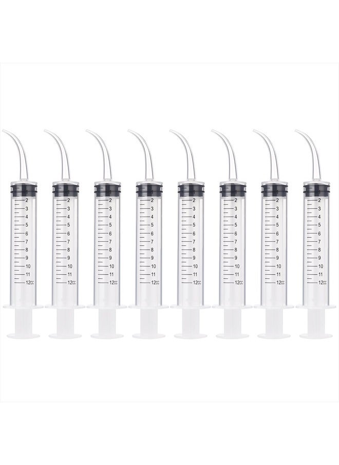 TecUnite - 8 Pcs Syringe 12cc Dental Irrigation Syringe with Curved Tip Wisdom Teeth Syringe Measurement Syringe Disposable Water Oral Mouth Liquid Tonsil Stone Squirt Mouthwash Cleaner Syringes - Image 1