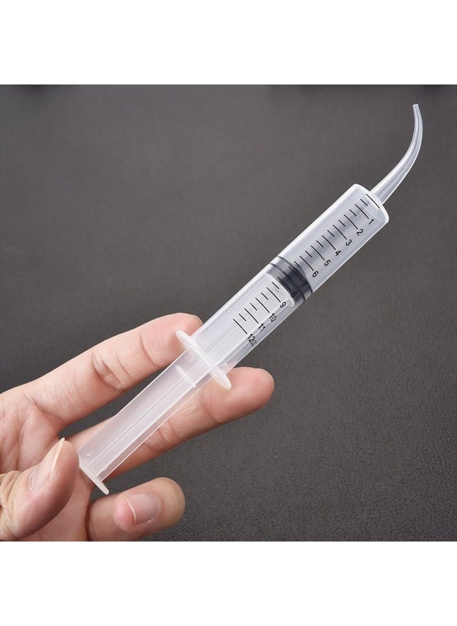 TecUnite - 8 Pcs Syringe 12cc Dental Irrigation Syringe with Curved Tip Wisdom Teeth Syringe Measurement Syringe Disposable Water Oral Mouth Liquid Tonsil Stone Squirt Mouthwash Cleaner Syringes - Image 1