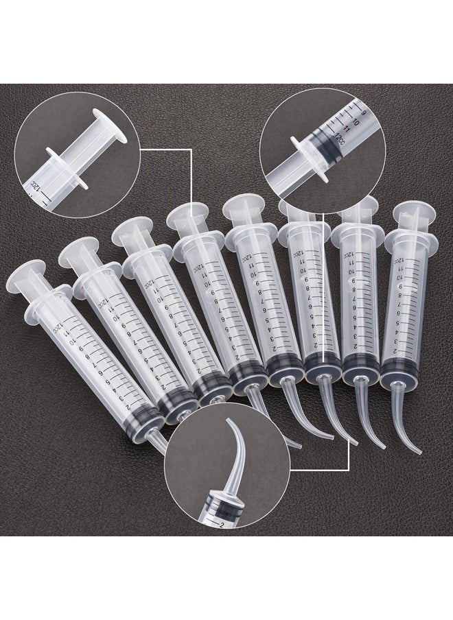 TecUnite - 8 Pcs Syringe 12cc Dental Irrigation Syringe with Curved Tip Wisdom Teeth Syringe Measurement Syringe Disposable Water Oral Mouth Liquid Tonsil Stone Squirt Mouthwash Cleaner Syringes - Image 1