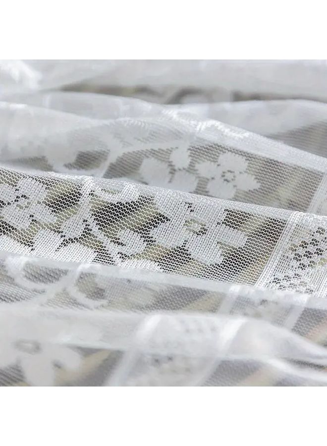 White Sheer Curtain Valance Floral Lace Pattern Machine Washable Polyester Window Panel - Image 5