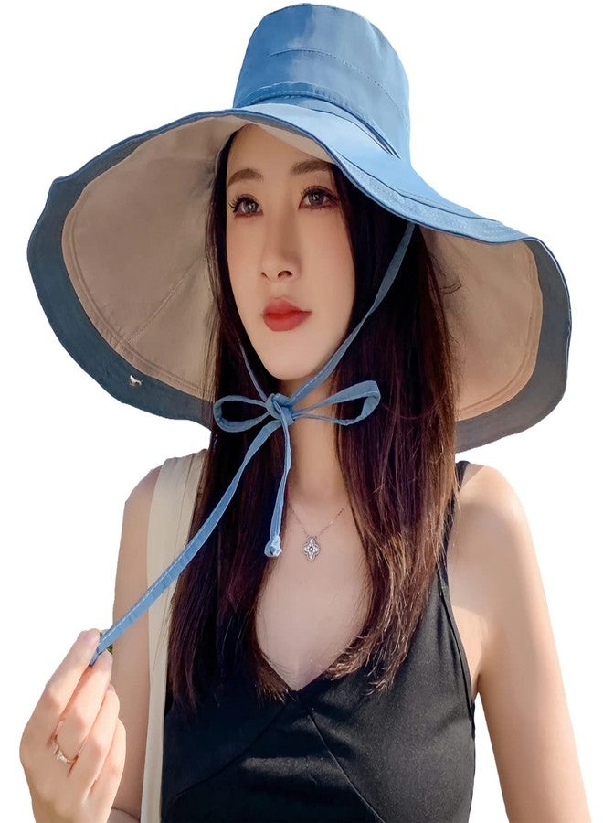 HUAMULAN 7" Wide Brim Women Summer Sun Floppy Hat Beach Bucket Hats Reversible Foldable Fishing Travel UV Protection Lady Hat - Image 2