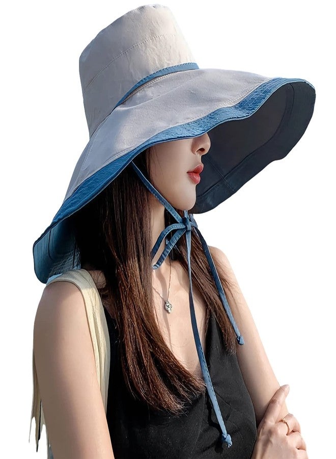 HUAMULAN 7" Wide Brim Women Summer Sun Floppy Hat Beach Bucket Hats Reversible Foldable Fishing Travel UV Protection Lady Hat - Image 3