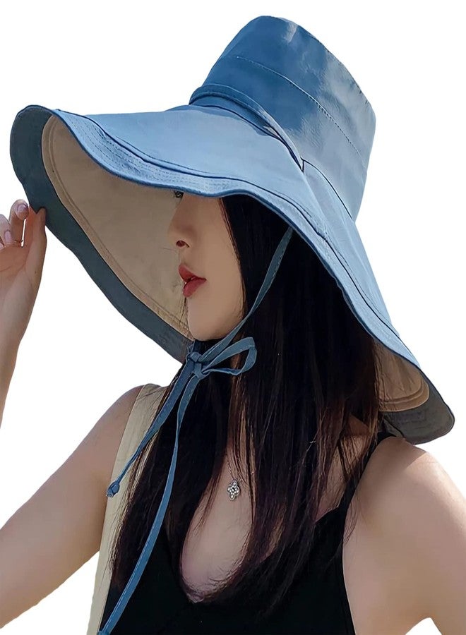 HUAMULAN 7" Wide Brim Women Summer Sun Floppy Hat Beach Bucket Hats Reversible Foldable Fishing Travel UV Protection Lady Hat - Image 1