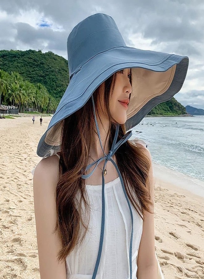 HUAMULAN 7" Wide Brim Women Summer Sun Floppy Hat Beach Bucket Hats Reversible Foldable Fishing Travel UV Protection Lady Hat - Image 5
