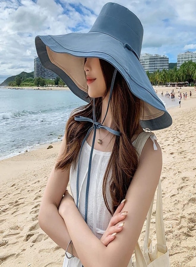 HUAMULAN 7" Wide Brim Women Summer Sun Floppy Hat Beach Bucket Hats Reversible Foldable Fishing Travel UV Protection Lady Hat - Image 4