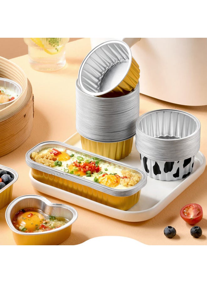 Generation Hair Air Fryer Tin Paper Cup Aluminum Foil Bowl Pudding Cup Box Bowl Cake Home Baking Cake Mold Mousse-Color:Round Special Cover 10  - Image 3