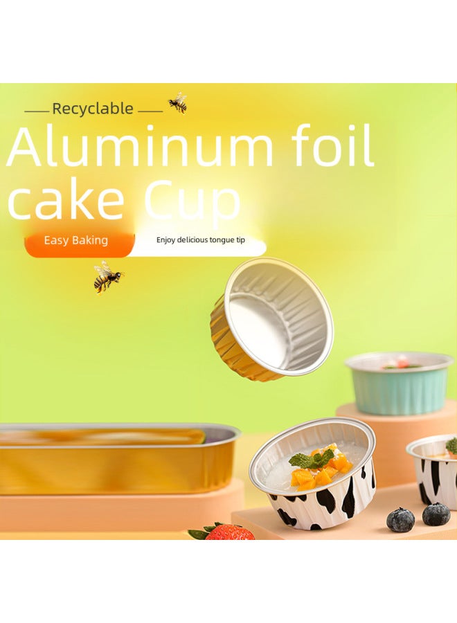 Generation Hair Air Fryer Tin Paper Cup Aluminum Foil Bowl Pudding Cup Box Bowl Cake Home Baking Cake Mold Mousse-Color:Round Special Cover 10  - Image 2