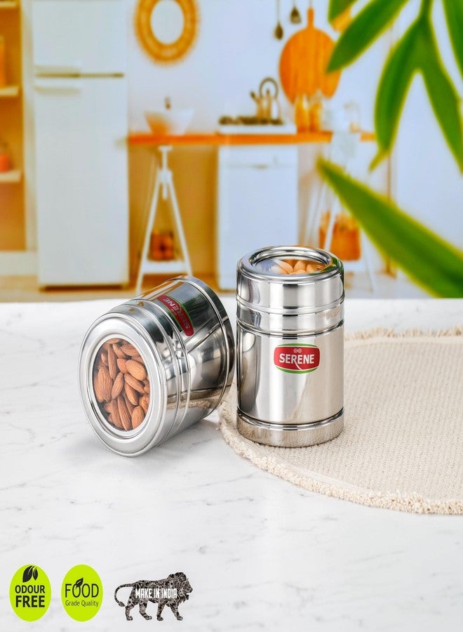 Serene 11101 Stainless Steel Top See-Through Transparent Container | Transparent Lid | Airtight Steel Containers | Multipurpose Kitchen Storage for Spices, Snacks & More | 800 ML Each | 4 Pcs - Image 5