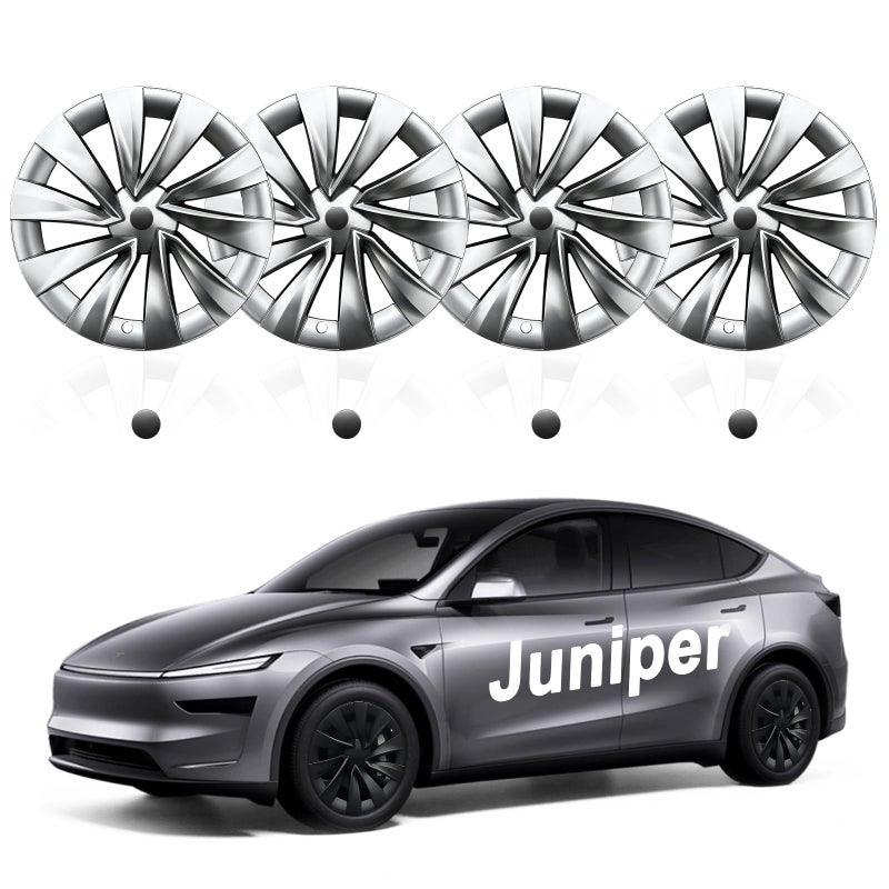 Hubcaps for Tesla Model Y Juniper 2025 2026 20 Inch Wheel Covers with Center Caps CrossSpoke Design Rim Protectors Easy ClipOn Installation for Model Y Juniper Accessories Silver