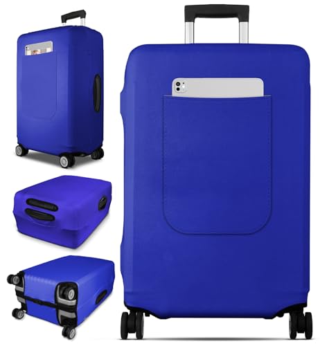 Slohif Luggage Cover for Suitcase Tsa Approved Protector - Blue Luggage Sleeve Large Suit Case Cover Travel Stretch Baggage Case Protective Washable Fit 28-30 Inch - Image 1