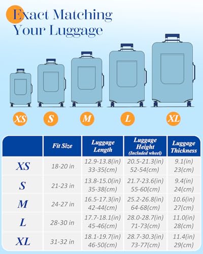 Slohif Luggage Cover for Suitcase Tsa Approved Protector - Blue Luggage Sleeve Large Suit Case Cover Travel Stretch Baggage Case Protective Washable Fit 28-30 Inch - Image 2