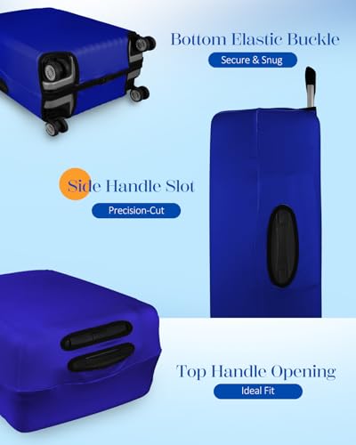 Slohif Luggage Cover for Suitcase Tsa Approved Protector - Blue Luggage Sleeve Large Suit Case Cover Travel Stretch Baggage Case Protective Washable Fit 28-30 Inch - Image 5