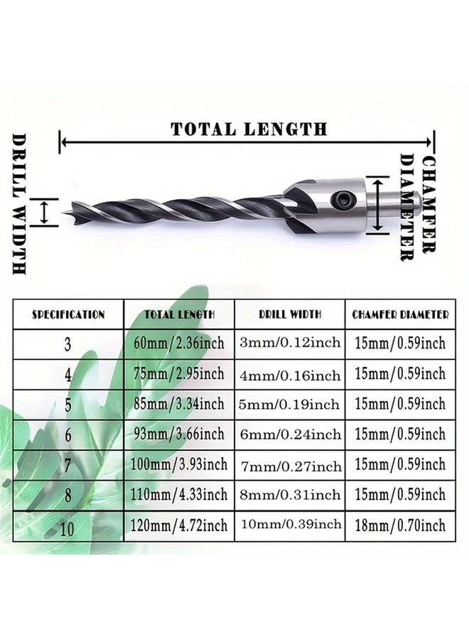 8 قطعة مجموعة مثاقب HSS من الفولاذ عالي الكربون لقمة الخوابير من 3 إلى 10 ملم للخشب والمعادن والبلاستيك - Image 3