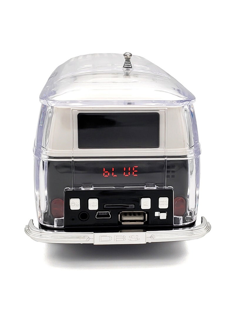 Steepletone Old Retro Camper Van Style Bluetooth Speaker, Compact FM Radio, Portable Audio, Rechargeable, Music Streaming MP3 (USB/SD), Colour-changing LED Lights, Vintage Novelty Gift Decor (Black) - Image 3