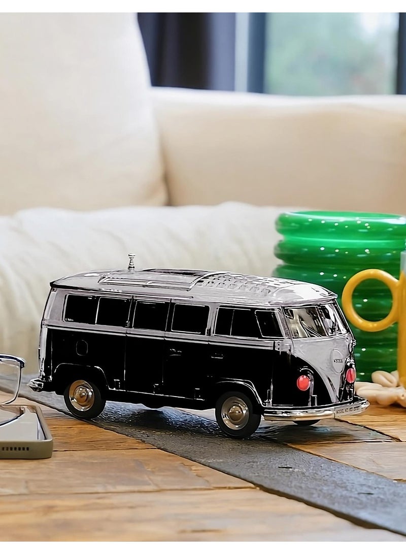 Steepletone Old Retro Camper Van Style Bluetooth Speaker, Compact FM Radio, Portable Audio, Rechargeable, Music Streaming MP3 (USB/SD), Colour-changing LED Lights, Vintage Novelty Gift Decor (Black) - Image 5