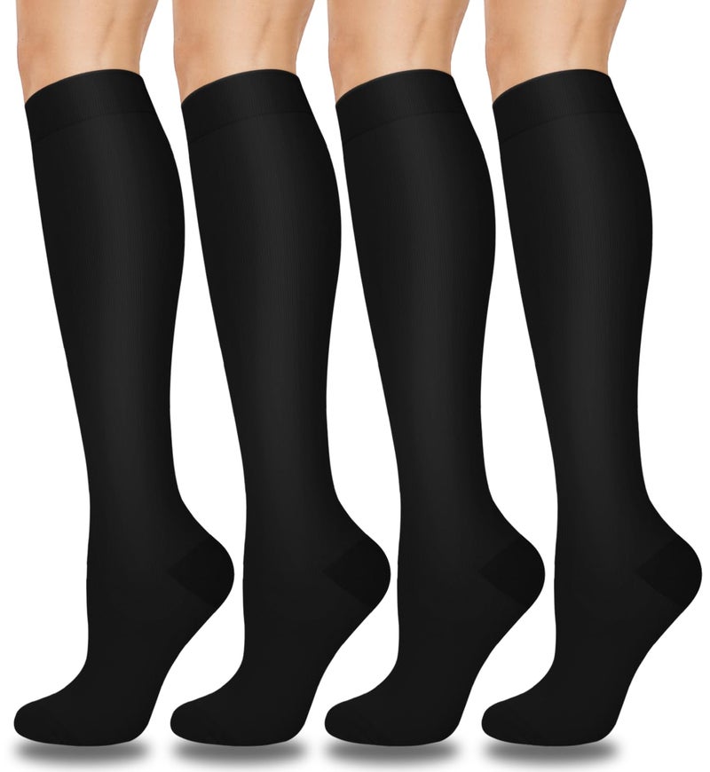 Aoliks Black Compression Socks for Women & Men 15-20 mmHg - Best Support for Nurses, Running, Hiking, Flying, Gift for Women - Image 1