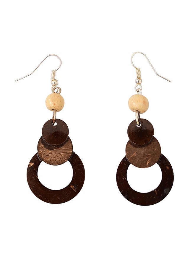 N & H - Eco-friendly Handmade Jewellery Coconut Wooden Earrings Lightweight Hoopwire Earrings Bohemian Pendant Dangle Earrings Set - Image 1
