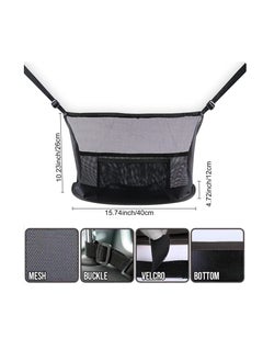 Y&D Car Handbag Holder Net Pocket Purse Organizer Front Seat Storage Driver Pouch Bag Barrier for Backseat Pet Kids Phone Cup Tissue Black  - Image 4