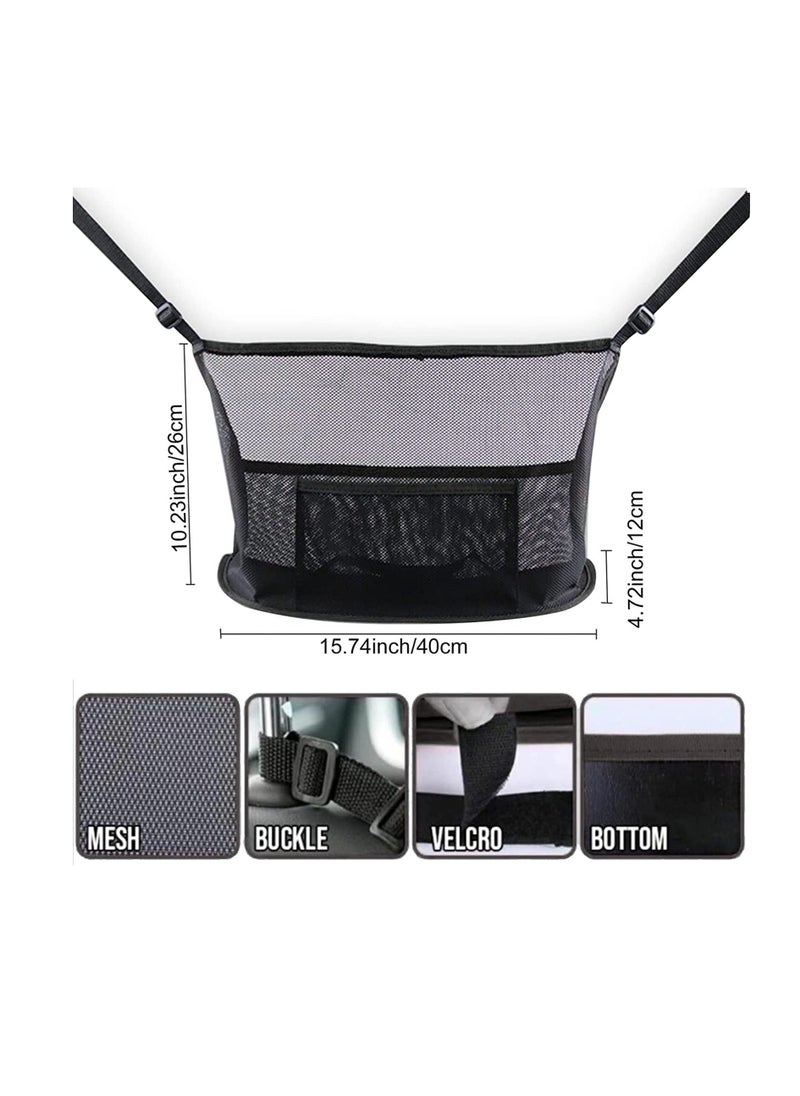 Y&D - Car Handbag Holder Net Pocket Purse Organizer Front Seat Storage Driver Pouch Bag Barrier for Backseat Pet Kids Phone Cup Tissue Black - Image 1