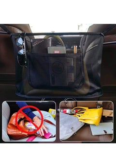 Y&D Car Handbag Holder Net Pocket Purse Organizer Front Seat Storage Driver Pouch Bag Barrier for Backseat Pet Kids Phone Cup Tissue Black  - Image 2