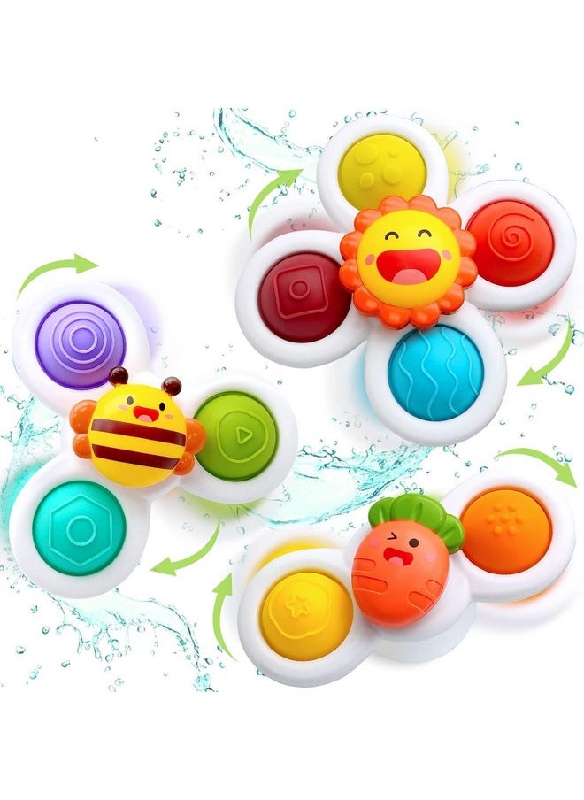 Tec Tavakkal 3 Pcs Baby Bath Spinner Toy With Rotating Suction Cup Spinning Top Toy Flower Spin Sucker Baby Bath Toys Dining Chairs Toys Windmill  - Image 1