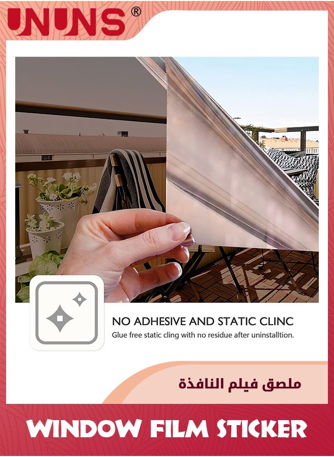 UNUNS PVC Window Film Sticker,One-Way Privacy Mirror Reflective Film,Heat Control Window Film,Sun Blocking Anti UV Reflective Window Tint For Home,90x200cm  - Image 2