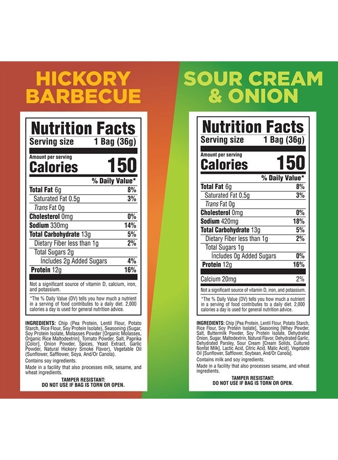 Pure Protein Popped Crisps Variety Pack, Hickory Barbecue and Sour Cream & Onion, High Protein Snack, 12G Protein, 1.27oz., 12 Count - Image 2